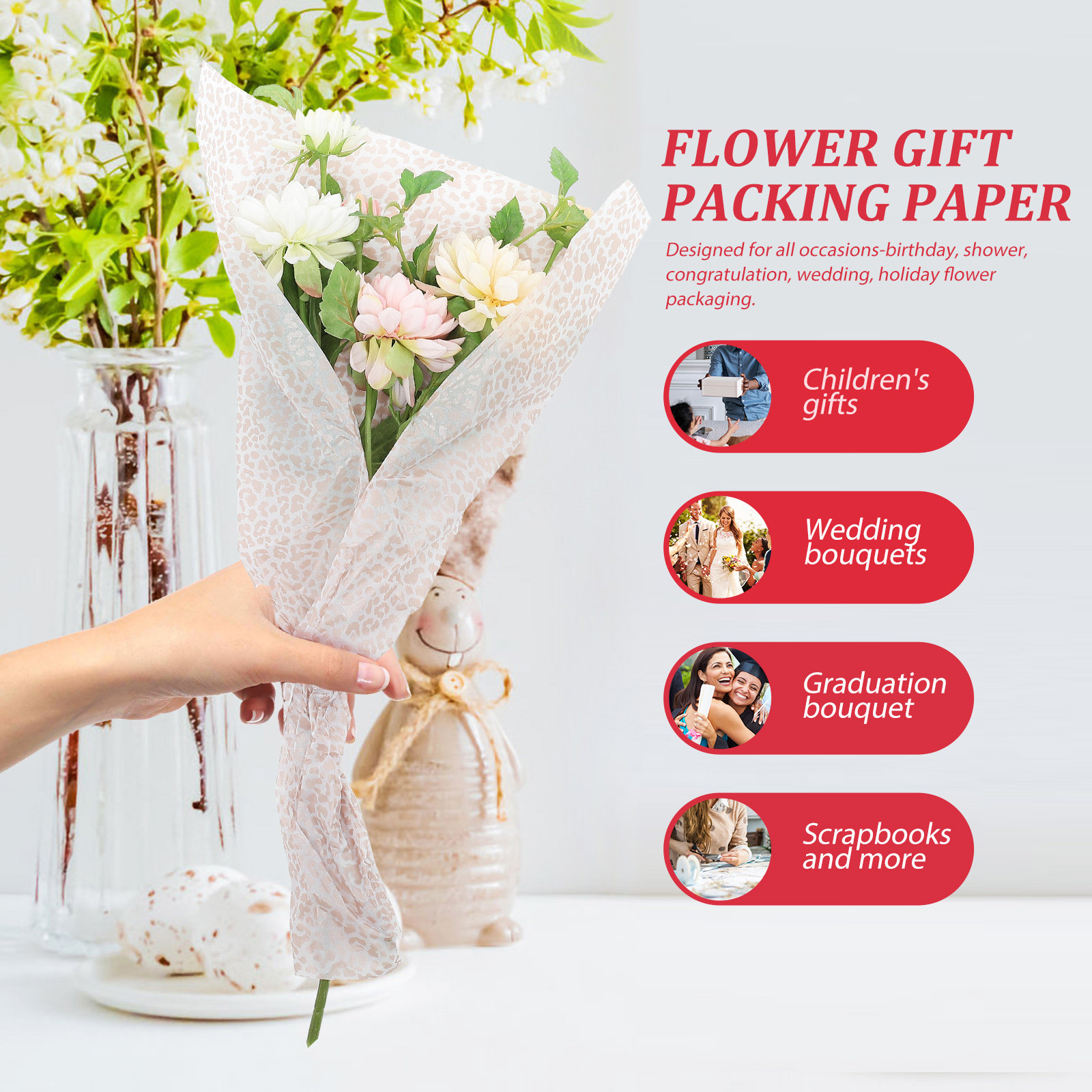 Flower Supply - 20 Hojas de Papel para Envolver